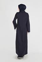 Tesettür giyim LACİVERT ŞERİTLİ FERMUARLI FERACE 58106