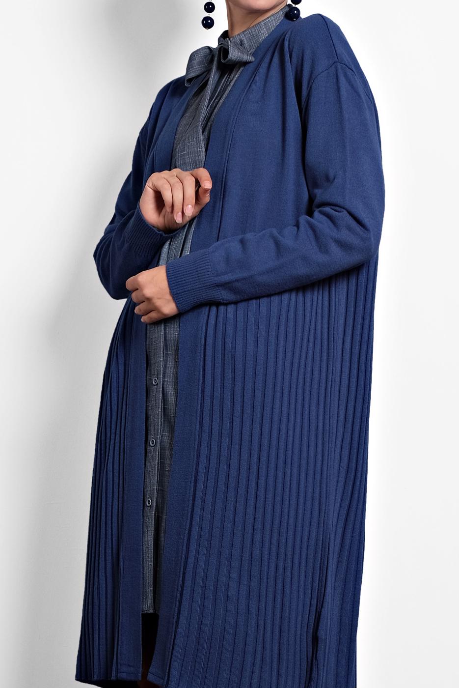 Tesettür giyim LACİVERT ALVİNA TRİKO HIRKA 40035 