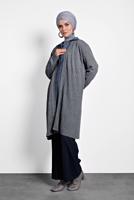 Tesettür giyim GRİ ALVİNA TRİKO HIRKA 40035 