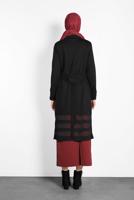 Tesettür giyim SİYAH ALVİNA KUŞAKLI TRİKO HIRKA 40050	