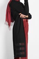 Tesettür giyim SİYAH ALVİNA KUŞAKLI TRİKO HIRKA 40050	