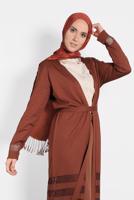 Tesettür giyim KAHVE ALVİNA KUŞAKLI TRİKO HIRKA 40050	