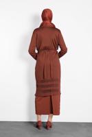 Tesettür giyim KAHVE ALVİNA KUŞAKLI TRİKO HIRKA 40050	