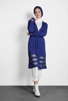 Tesettür giyim LACİVERT ALVİNA KUŞAKLI TRİKO HIRKA 40050	