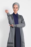 Tesettür giyim GRİ ALVİNA KUŞAKLI TRİKO HIRKA 40050	