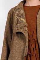 Tesettür giyim KAHVE ALVİNA ŞAL YAKA KUŞAKLI HIRKA 40189 