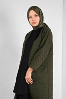Tesettür giyim HAKİ PONPON DESENLİ CEKET  8234