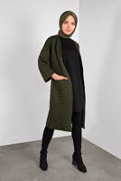 Tesettür giyim HAKİ PONPON DESENLİ CEKET  8234