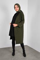 Tesettür giyim HAKİ PONPON DESENLİ CEKET  8234