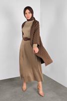 Tesettür giyim TABA PONPON DESENLİ CEKET  8234