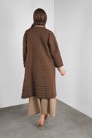 Tesettür giyim TABA PONPON DESENLİ CEKET  8234