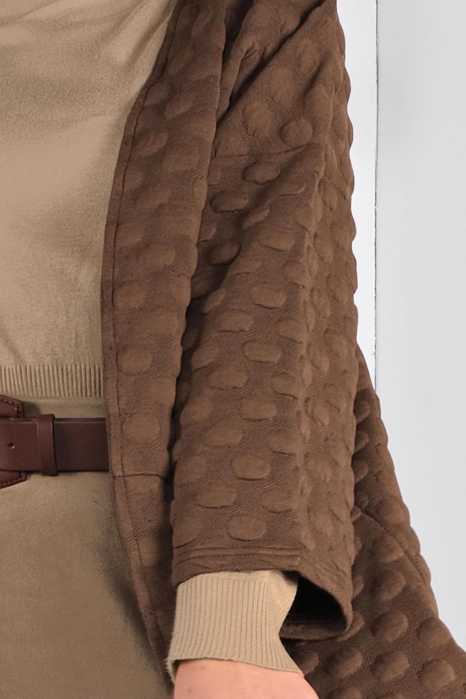 Tesettür giyim TABA PONPON DESENLİ CEKET  8234