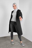 Tesettür giyim GRİ PONPON DESENLİ CEKET  8234