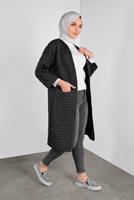 Tesettür giyim GRİ PONPON DESENLİ CEKET  8234