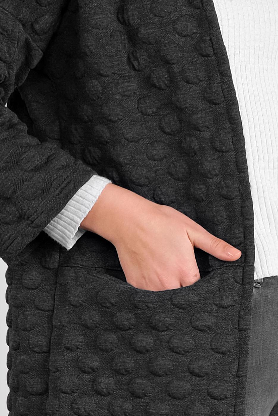 Tesettür giyim GRİ PONPON DESENLİ CEKET  8234