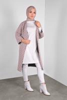 Tesettür giyim PEMBE PONPON DESENLİ CEKET  8234