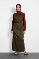 Tesettür giyim HAKİ KEMERLİ JİLE 40292 