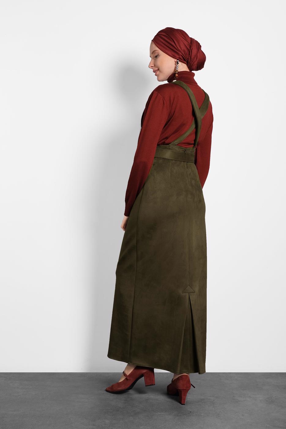 Tesettür giyim HAKİ KEMERLİ JİLE 40292 