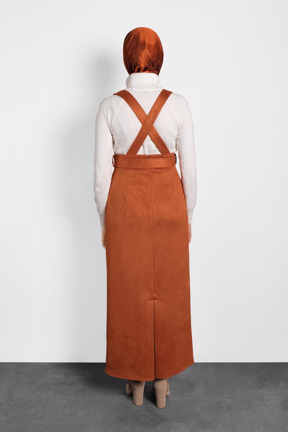 Tesettür giyim TURUNCU KEMERLİ JİLE 40292 