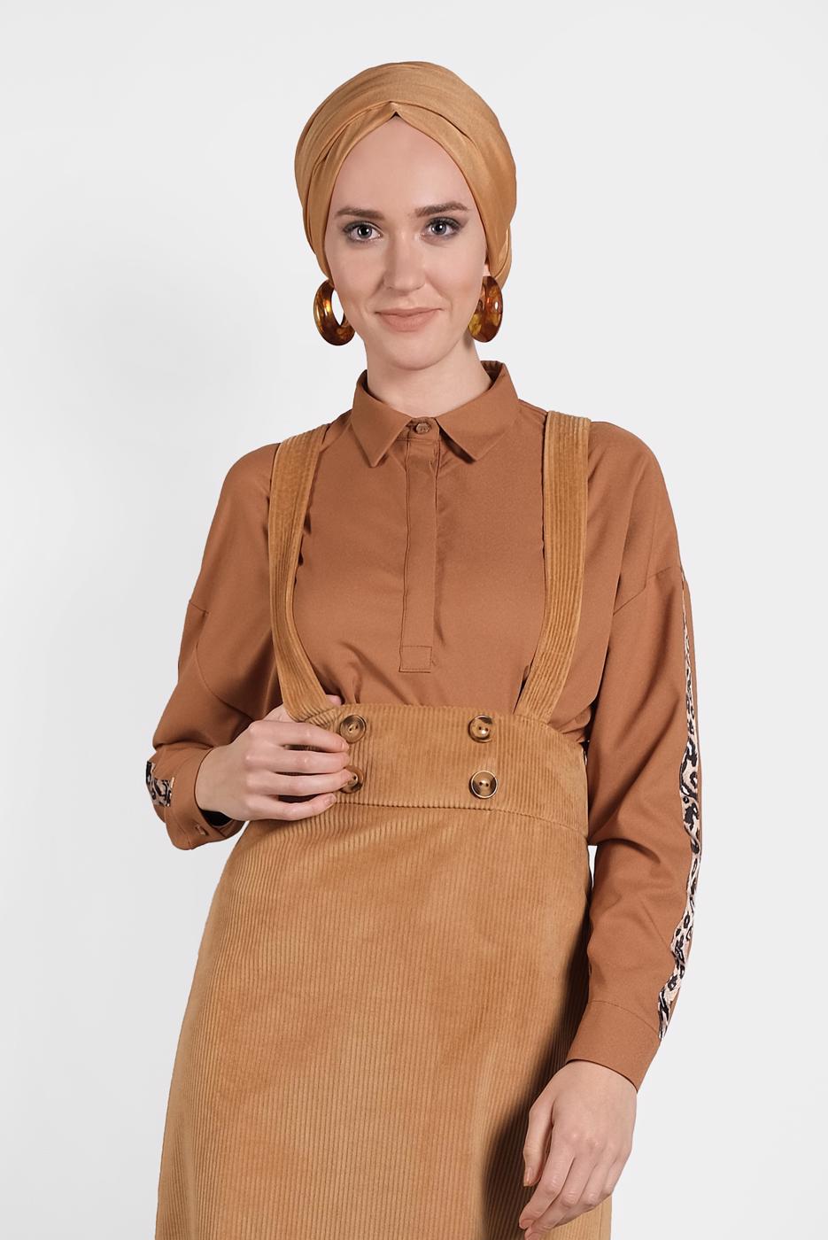 Tesettür giyim KAHVE ALVİNA KADİFE JİLE 40312