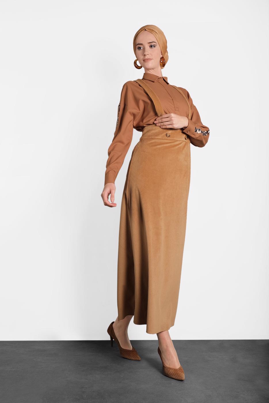 Tesettür giyim KAHVE ALVİNA KADİFE JİLE 40312