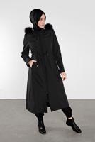 Vêtements hijab NOIR CABAN ZIPPÉ AVEC FERMETURE TAILLE-NOUÉE 632-1 