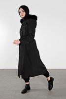 Vêtements hijab NOIR CABAN ZIPPÉ AVEC FERMETURE TAILLE-NOUÉE 632-1 