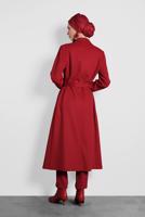 Tesettür giyim KIRMIZI ALVİNA DÜĞMELİ KEMERLİ KAŞE KABAN 90003  