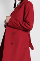 Tesettür giyim KIRMIZI ALVİNA DÜĞMELİ KEMERLİ KAŞE KABAN 90003  