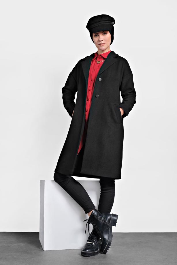 Tesettür giyim  ALVİNA DÜĞMELİ CEPLİ KAŞE KABAN 90005	 - TRENDTESETTÜR