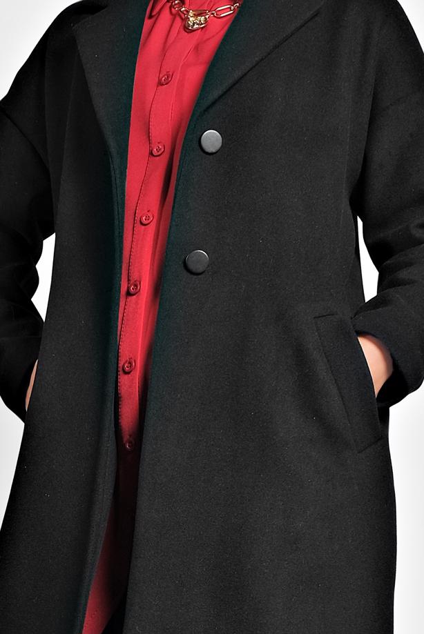 Tesettür giyim  ALVİNA DÜĞMELİ CEPLİ KAŞE KABAN 90005	 - TRENDTESETTÜR