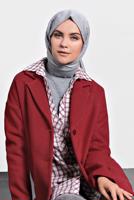 Tesettür giyim KIRMIZI ALVİNA DÜĞMELİ CEPLİ KAŞE KABAN 90005	