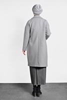 Tesettür giyim GRİ ALVİNA DÜĞMELİ CEPLİ KAŞE KABAN 90005	