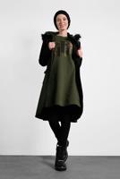 Tesettür giyim HAKİ ALVİNA KAPÜŞONLU CEPLİ KABAN 90023 