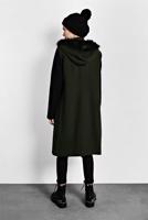 Tesettür giyim HAKİ ALVİNA KAPÜŞONLU CEPLİ KABAN 90023 
