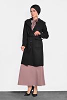 Tesettür giyim SİYAH KLASİK KABAN 90024 