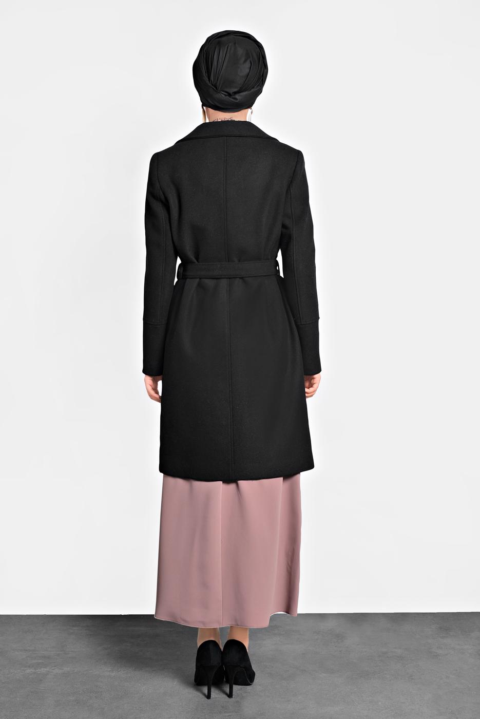 Tesettür giyim SİYAH KLASİK KABAN 90024 