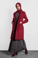 Tesettür giyim KIRMIZI KLASİK KABAN 90024 