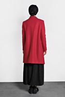 Tesettür giyim KIRMIZI ALVİNA DÜĞMELİ KLASİK KABAN 90026 