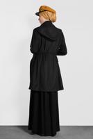 Tesettür giyim SİYAH ALVİNA KAPÜŞONLU KABAN 90034	