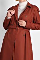 Tesettür giyim KAHVE ALVİNA KEMERLİ KRUVAZE KABAN 90044