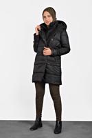 Tesettür giyim SİYAH ALVİNA ŞİŞME KAPÜŞONLU KABAN 90065