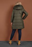 Tesettür giyim HAKİ ALVİNA ŞİŞME KAPÜŞONLU KABAN 90065