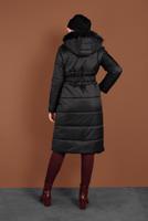 Tesettür giyim SİYAH ALVİNA KAPÜŞONLU ŞİŞME KABAN 90068