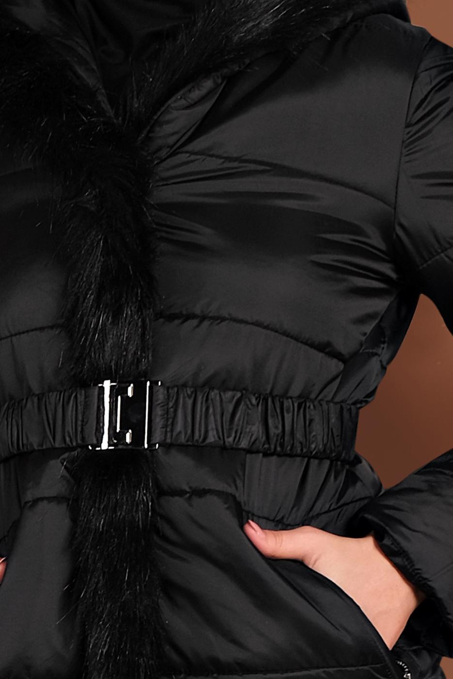 Tesettür giyim SİYAH ALVİNA KAPÜŞONLU ŞİŞME KABAN 90068