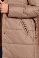 Tesettür giyim KAHVE ALVİNA KAPÜŞONLU ŞİŞME KABAN 90068