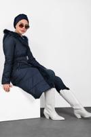 Tesettür giyim LACİVERT ALVİNA KAPÜŞONLU ŞİŞME KABAN 90068