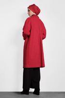 Tesettür giyim KIRMIZI ALVİNA KLASİK DÜĞMELİ KABAN 90073