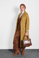 Tesettür giyim TURUNCU ALVİNA KLASİK DÜĞMELİ KABAN 90074 