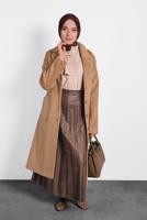 Tesettür giyim KAHVE ALVİNA KLASİK DÜĞMELİ KABAN 90074 